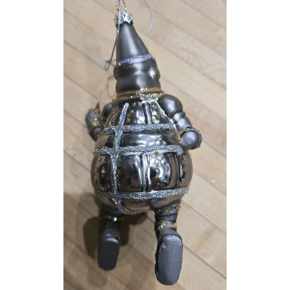1990's Wizard of Oz Tin Man Style Silver Glass Christmas Ornament